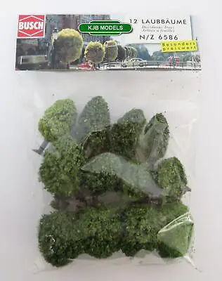 BNIB BUSCH 6586 N GAUGE 12 DECIDUOUS TREES WITH ROOTS / BASES (35mm - 55mm High) • £14.50