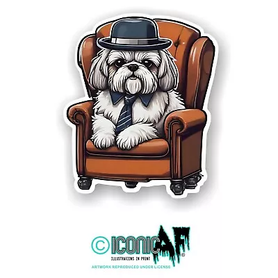 Funny Gangster MOB Boss Shih Tzu Dog Hat & Tie Vinyl Car Sticker Decal 10cm • £2.59