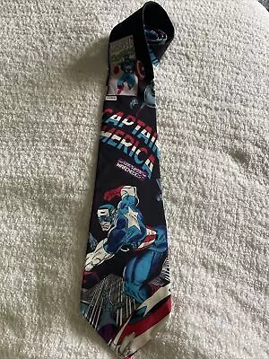 Vintage MARVEL COMICS - CAPTAIN AMERICA - 100% Silk Neck Tie • $24.95