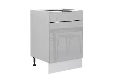 Kitchen Drawer Base Unit 60cm 1 Door 600 Cabinet Cupboard Light Grey Gloss Star • £184.95