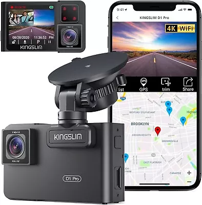 Kingslim D1pro Dual Dash Cam 4K Front And Inside Dash Camera GPS WiFi • $159.59