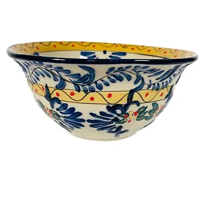 VTG Mediterranean Moroccan Style  Bowl Cereal Soup Yellow Handpainted Expression • $17.42