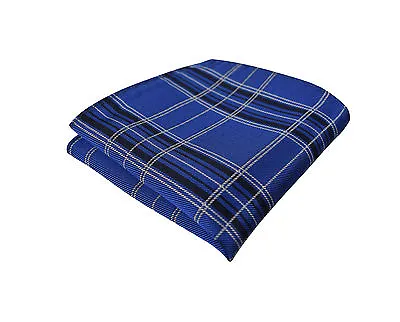 Blue Tartan Plaid Black Check Tie Silk Pocket Square Wedding Handkerchief 412 UK • £3.47