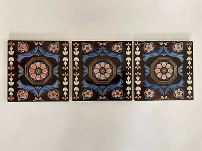 3 Beautiful Vintage  Floral Art  Tiles Porcelain  Made In Japan • $48