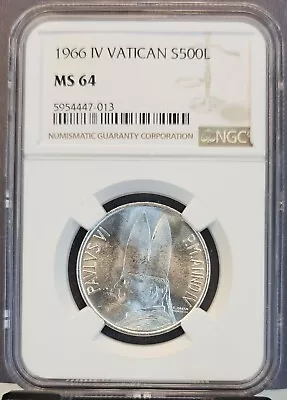 1966 Vatican Silver 500 Lire Paul Vi Ngc Ms 64 Bu Great Looking Coin • $59.95