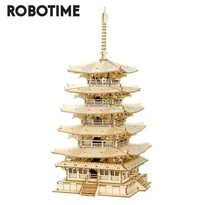 $21.99 • Buy Robotime 275pcs DIY 3D Five-storied Pagoda Wooden Puzzle Game Assembly Toy
