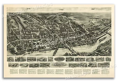1919 Shelton Connecticut Vintage Old Panoramic City Map - 24x36 • $24.95