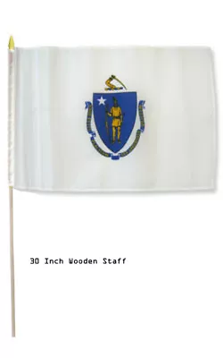 12x18 12 X18  State Of Massachusetts Stick Flag 30  Wood Staff • $8.88