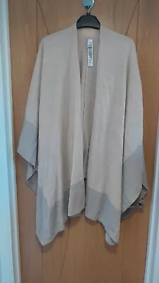 M&S Beige Grey Mix Poncho Shawl One Size • £0.99