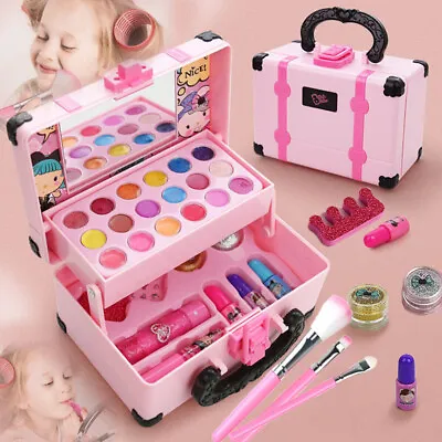 Kids Makeup Kit For Girls Washable Makeup Beauty Toys With Portable Cosmetic Box • £5.63