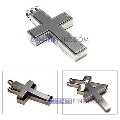 Accents Kingdom Men's Titanium Classical Cross Pendant Necklace C3 • $33.99