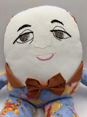 Vintage Handmade Humpty Dumpty Plush Folk Art Embroidered Face Stuffed Toy • $30