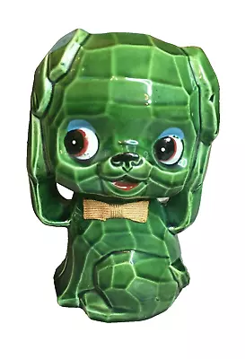 Antique Vintage Ceramic Green Geometric / Faceted Dog Piggy Bank JAPAN Japanese • $159.35