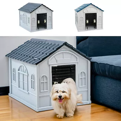 Large Plastic Villa Cottage Dog Kennel Pet House Weatherproof For Indoor Outdoor • £65.95