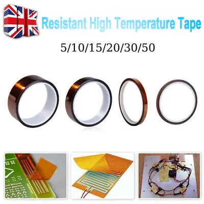 5-50mm 33M Heat Resistant Tape High Temperature Polyimide Kapton Fixation Tape • £2.95