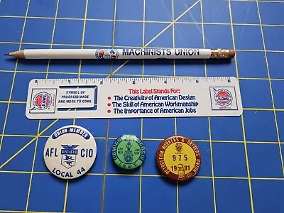 VTG Labor Union Worker Teamster Brotherhood Lot: Pins Pencil Ruler Bookmark • $15