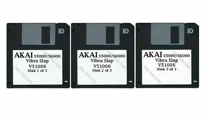 Akai S5000 / S6000 Set Of Three Floppy Disks Vibra Slap V51006 • $20.99