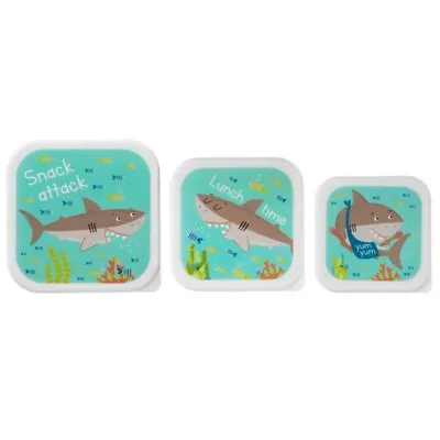 Shelby Shark Children's Kids Characters School Nursery Lunch Snack Box 3Pc Set • £11.95