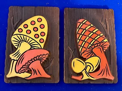 $39.13 • Buy 2 Vintage Chalkware Mushrooms/Mushroom Kitchen Wall Plaque