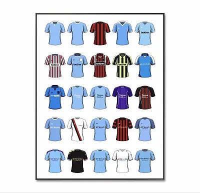 Manchester City Football Poster Man City Poster Retro Shirt A4 Print  • £5.99