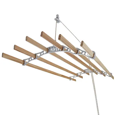 £119.99 • Buy Clothes Airer Hanging Pulley Ceiling 6 Lath Maid Mounted Dryer 1.5m White 