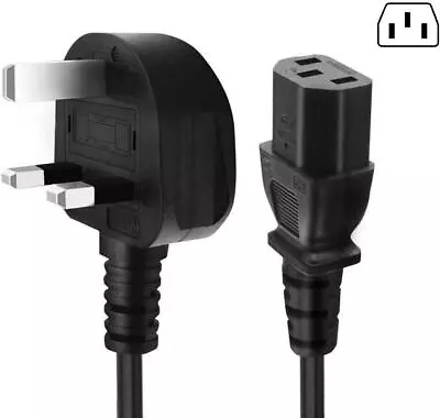 £5.59 • Buy Kettle Power Lead Cable IEC  3 Pin UK Fused Plug PC Monitor Printer C13 New 2m