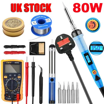 £14.99 • Buy Soldering Iron Kit Welding Tool Gun 80W Solder Station Tip Cleaner Tweezer Wire