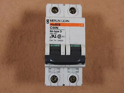 Merlin Gerin 24520 Multi 9 C60N 6 Amp 2 Pole 480 Vac Circuit Breaker - USED • $10