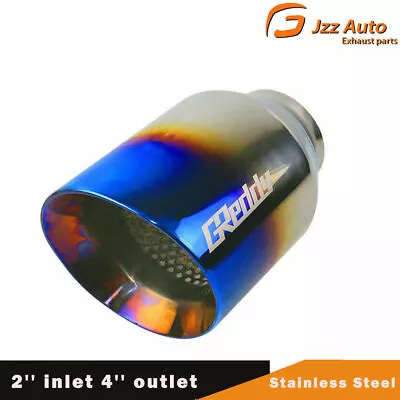 1PC Universal 2'' Inlet 4'' Outlet Exhaust End Tips Muffler Burnt Blue Pipe Tip • $37.61