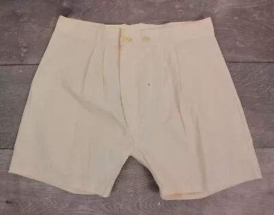 VTG 1950s Men's White French Army Boxer Shorts 50s Cotton Military Underwear • $24.99