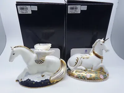£424.99 • Buy Royal Crown Derby Ltd Ed Goviers Mythical Unicorn & Pegasus Paperweights 377
