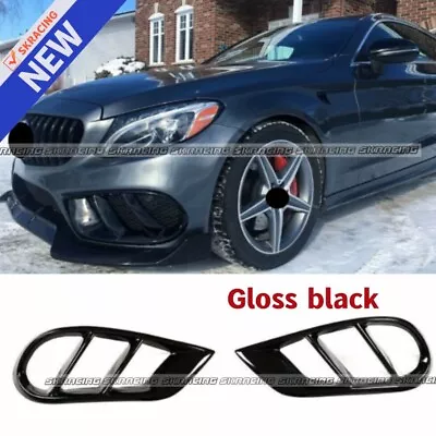 Front Fog Light Grill Air Vent Cover For Benz W205 C300 Sport C43 Glossy Black • $144
