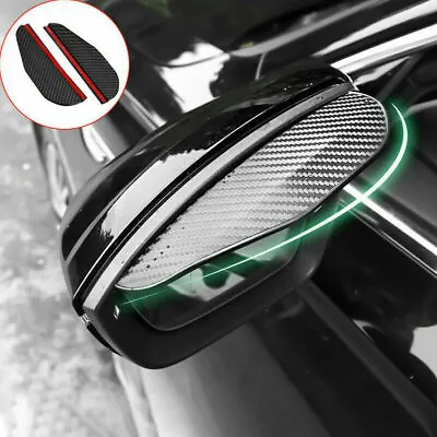 2 Piece Carbon Fiber Black Mirror Rain Visor Guard For Car Auto Accessories • $1.99