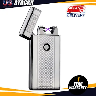 Dual Arc Electric Lighter USB-charge Plasma Windproof Flameless Cigarette • $8.87