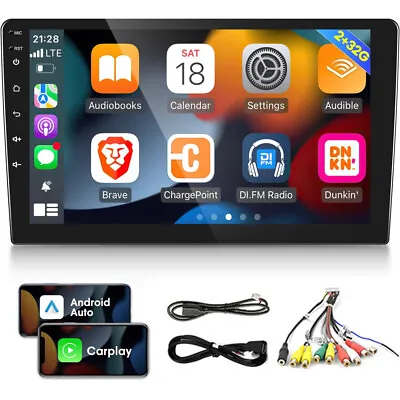 10.1  Car Stereo Radio Double 2 DIN 4-Core Android 12 GPS CarPlay Android Auto • $69.99