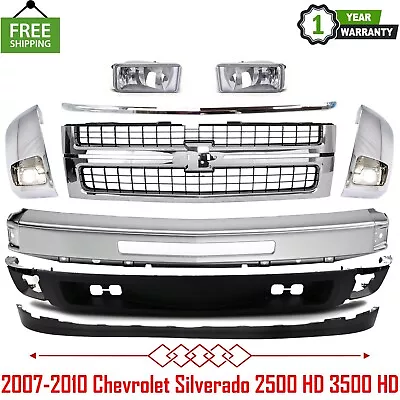 Front Bumper Chrome Grille Kit For 2007-2010 Chevrolet Silverado 2500 HD 3500 HD • $850.63