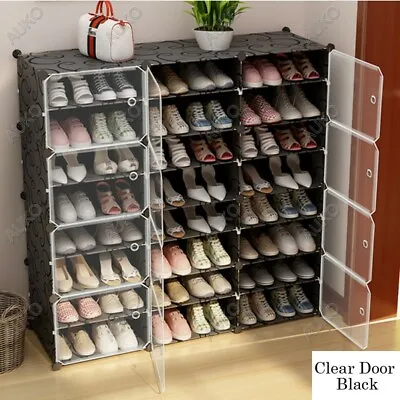 $37.99 • Buy Clear Door Cube DIY Shoe Cabinet Rack Storage Portable Stackable Organiser Stand