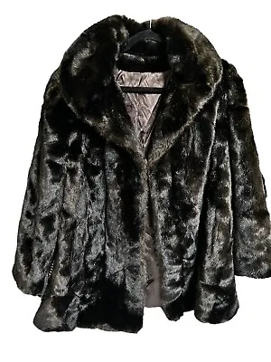 Vintage Tissavel France Faux Fur Brown Coat Jacket 1960s/70s  SZ S/M EUC • $84.99