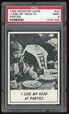 1966 Topps Monster Laffs #42 I Lose My Head At Parties PSA 9 • $45.89