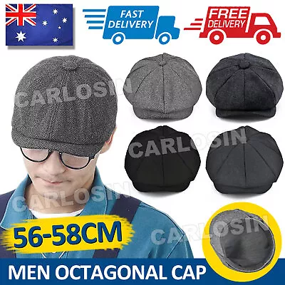 Mens 8 Panels Newsboy Flat Cap Peaky Blinders Baker Boy Golf Driving Beret Hat • $9.45