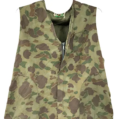 VTG Camouflage Zip Up Sleeveless Camo Hunting Vest Size Medium • $13.50