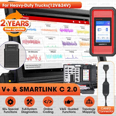 LAUNCH X431 V+& SmartLink C HDIII Heavy Duty Truck Car Diagnostic Scanner Tool • $1449