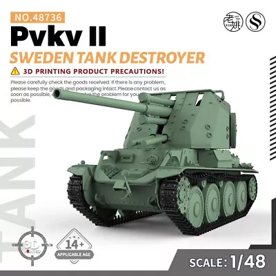 SSMODEL SS48736 1/48 Military Model Kit Sweden Tank Destroyer Pvkv II WoT WAR • $27.99