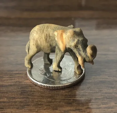 Vintage Hand Carved Tiny Elephant Figure Trunk Up With Twist 1” Porous • $38