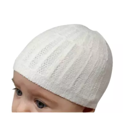 Boys Baby Children Bamboo Islamic Head Cap  Prayer Mosque Hat Topi Creamy Colour • £4.49