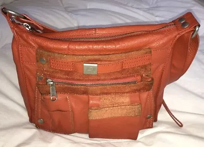 MANDARINA DUCK Orange Leather Crossbody Purse Bag Messenger-NICE • $69