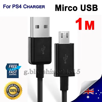 $4.99 • Buy 1M Charger PS4 Micro USB Controller Data Cable Cord Sony Playstation 4, Android