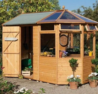 10x6 ROWLINSON POTTING SHED GREENHOUSE STORE APEX WINDOW BENCH STORE PLANTS 10FT • £2079.94