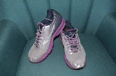 Mizuno Wave Rider 19 Women's Size 9.5 Gray Purple Athletic Running Shoes • $21.99