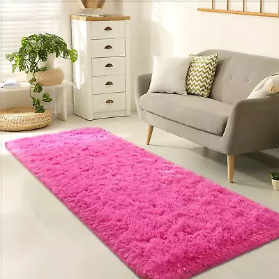 Super Soft Hot Pink Fluffy Runner Rug 2x6 Shag Bedroom Rug Fuzzy Living Room • $25.28